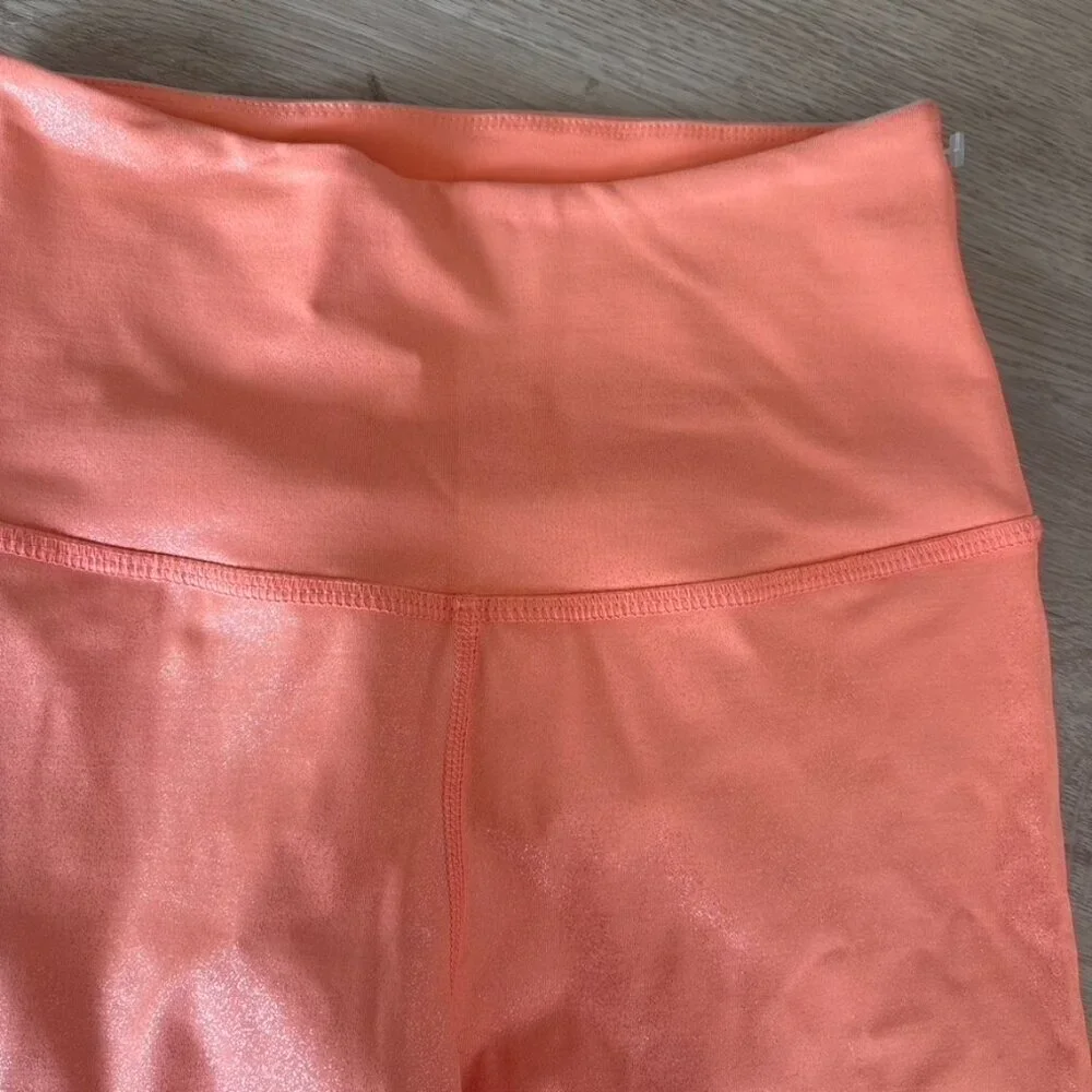 ** Beyond Yoga Orange Sparkle Leggings Midi High Waisted size small workout